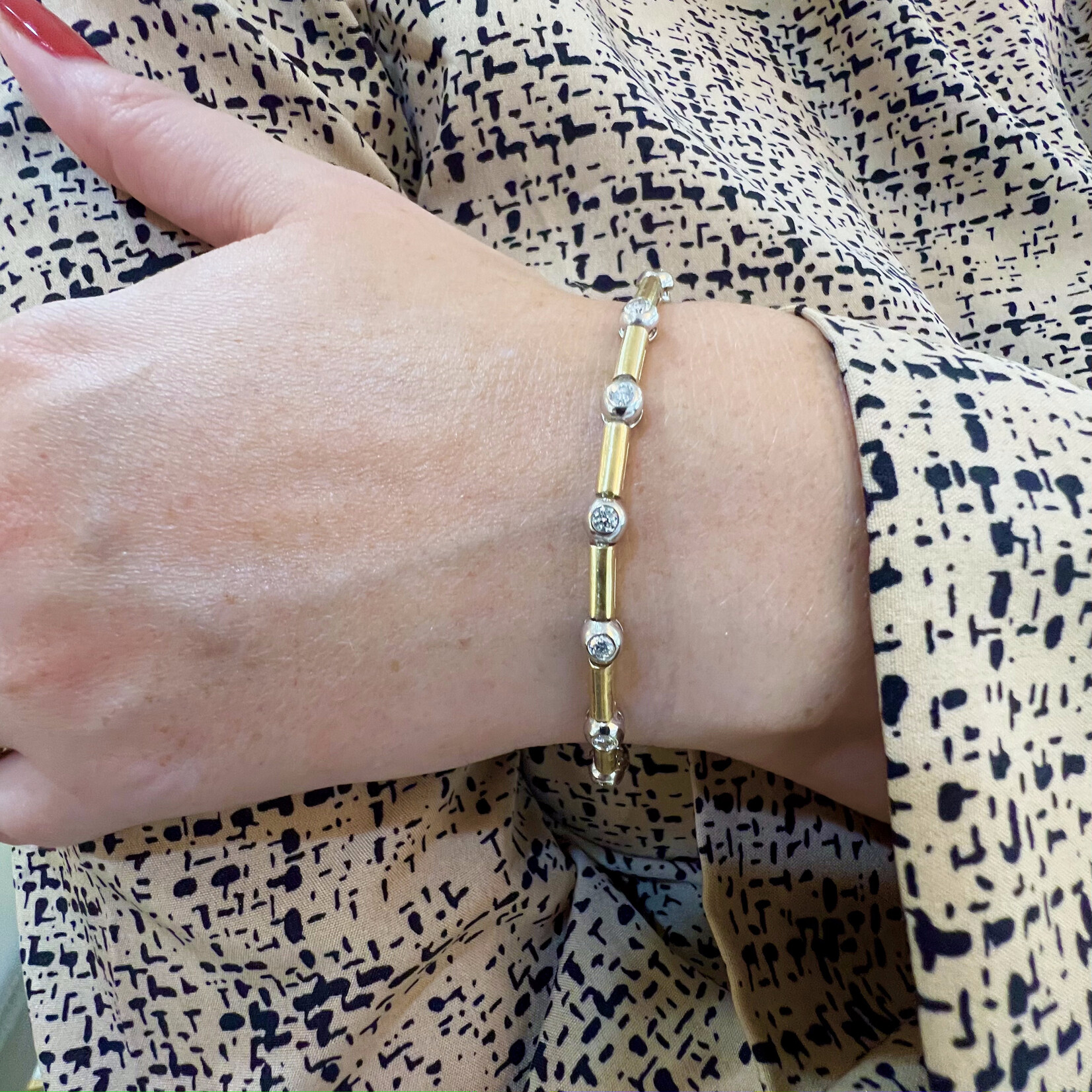 14K White & Yellow Gold 1 Carat Bezel Set Tennis Bracelet