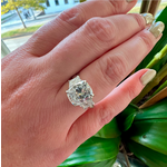 Platinum Three Stone Cushion & Trapezoid Laboratory Grown Diamond Ring
