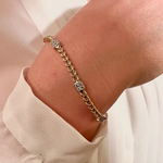 14K Gold Diamond Square Cluster Link Bracelet