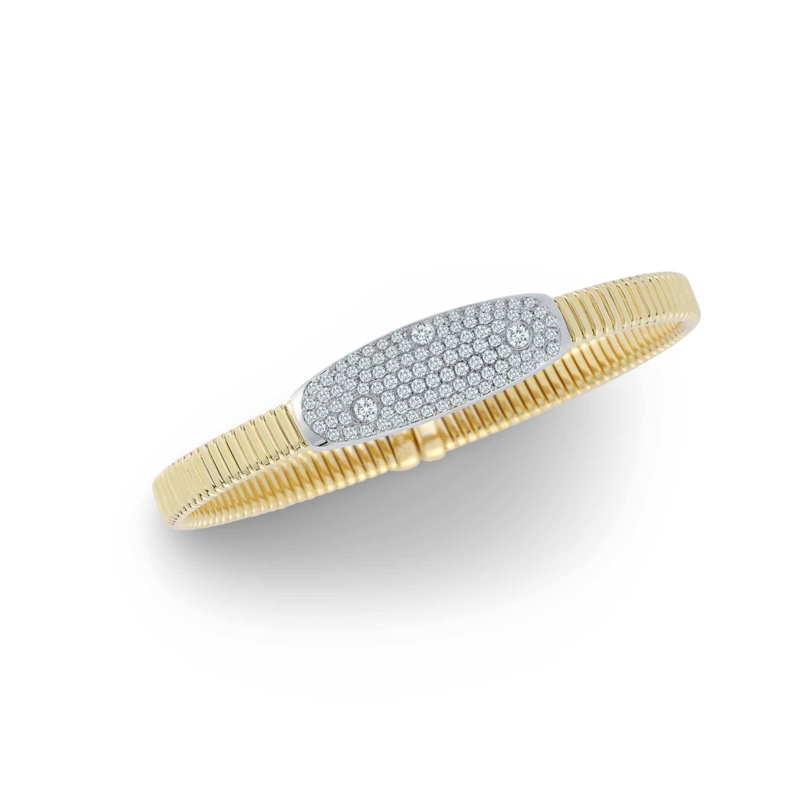 18K Yellow Gold Pave Diamond Flexi Cuff Bracelet
