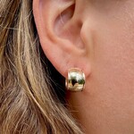 14K Yellow Gold 12mm Wide Huggie Earrings