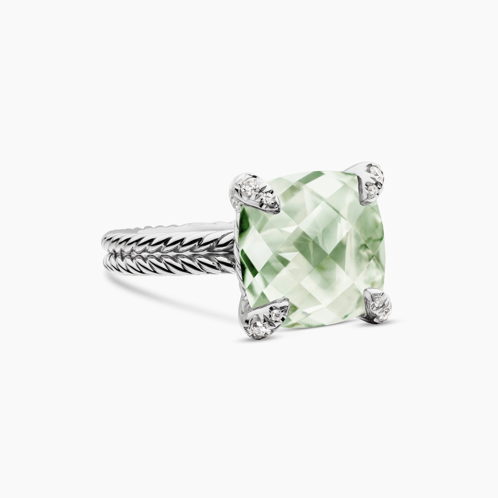 Sterling Silver with Prasiolite and Diamonds David Yurman Ring