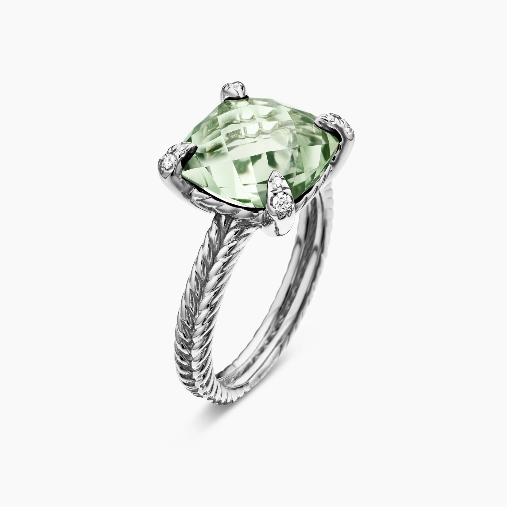 Sterling Silver with Prasiolite and Diamonds David Yurman Ring