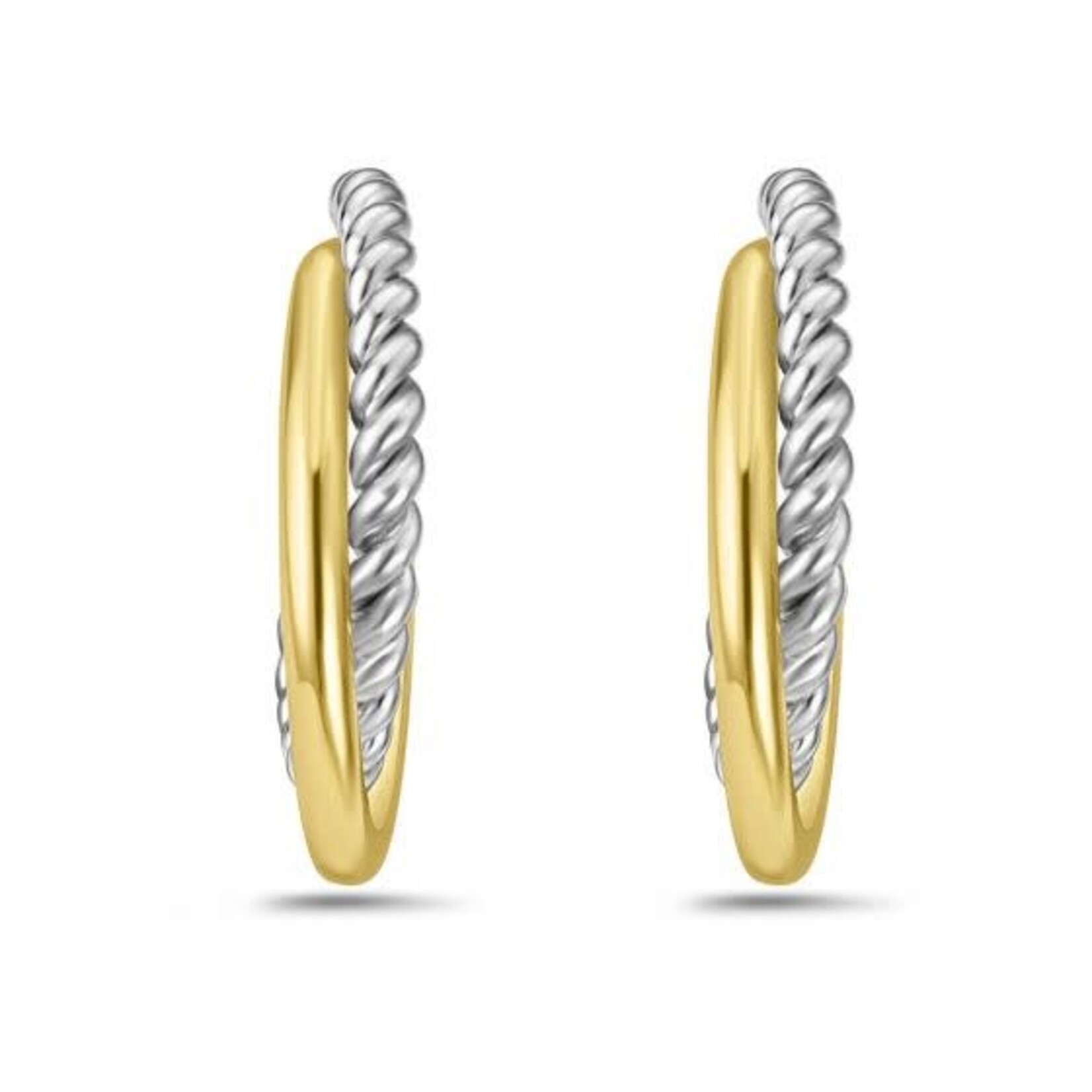 Sterling Silver & 18K Yellow Gold Round Traverso Hoop Earrings