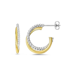 Sterling Silver & 18K Yellow Gold Round Traverso Hoop Earrings
