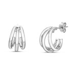 Sterling Silver Triple Row Post Hoop Earrings