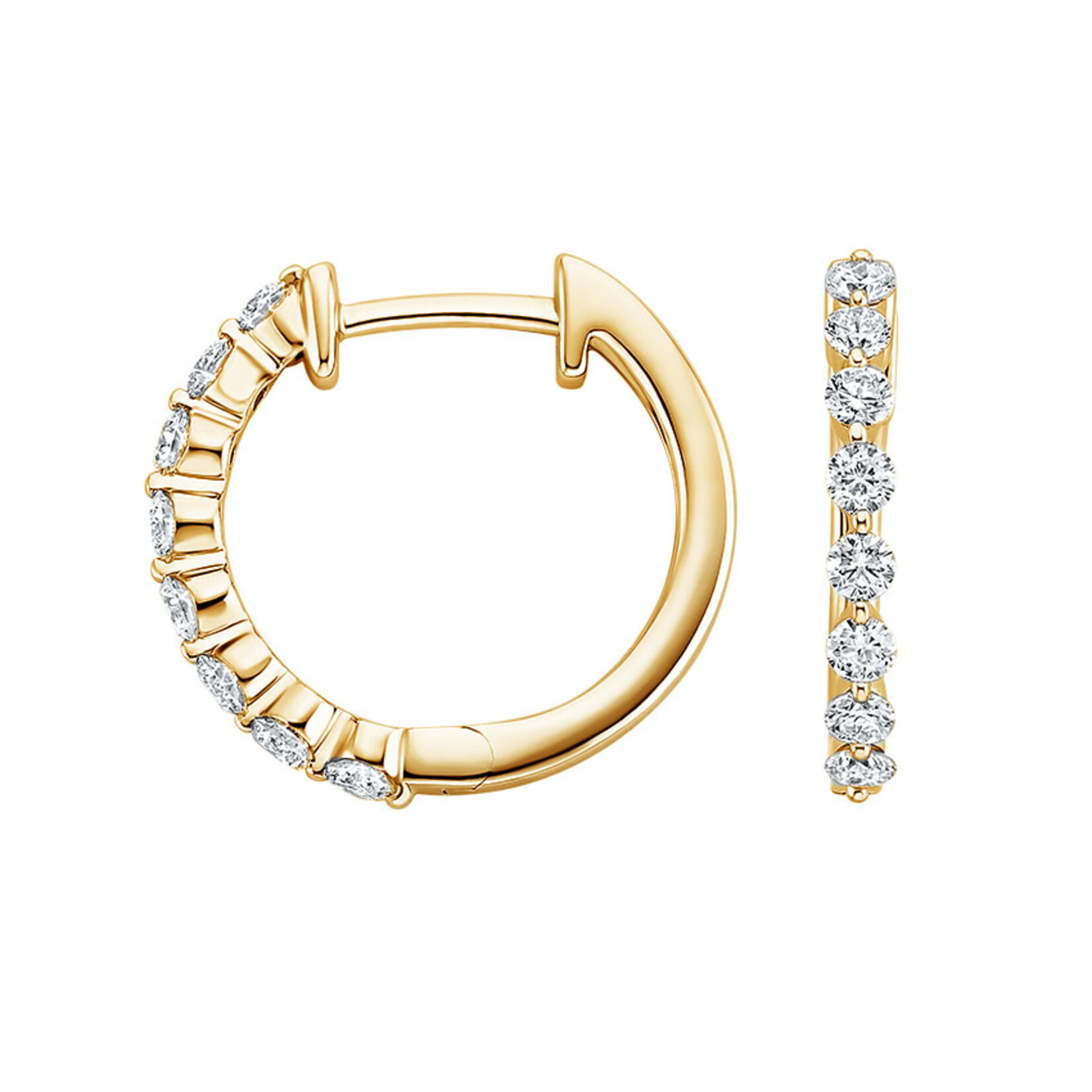 14K Yellow Gold Small Diamond Hoop Earrings