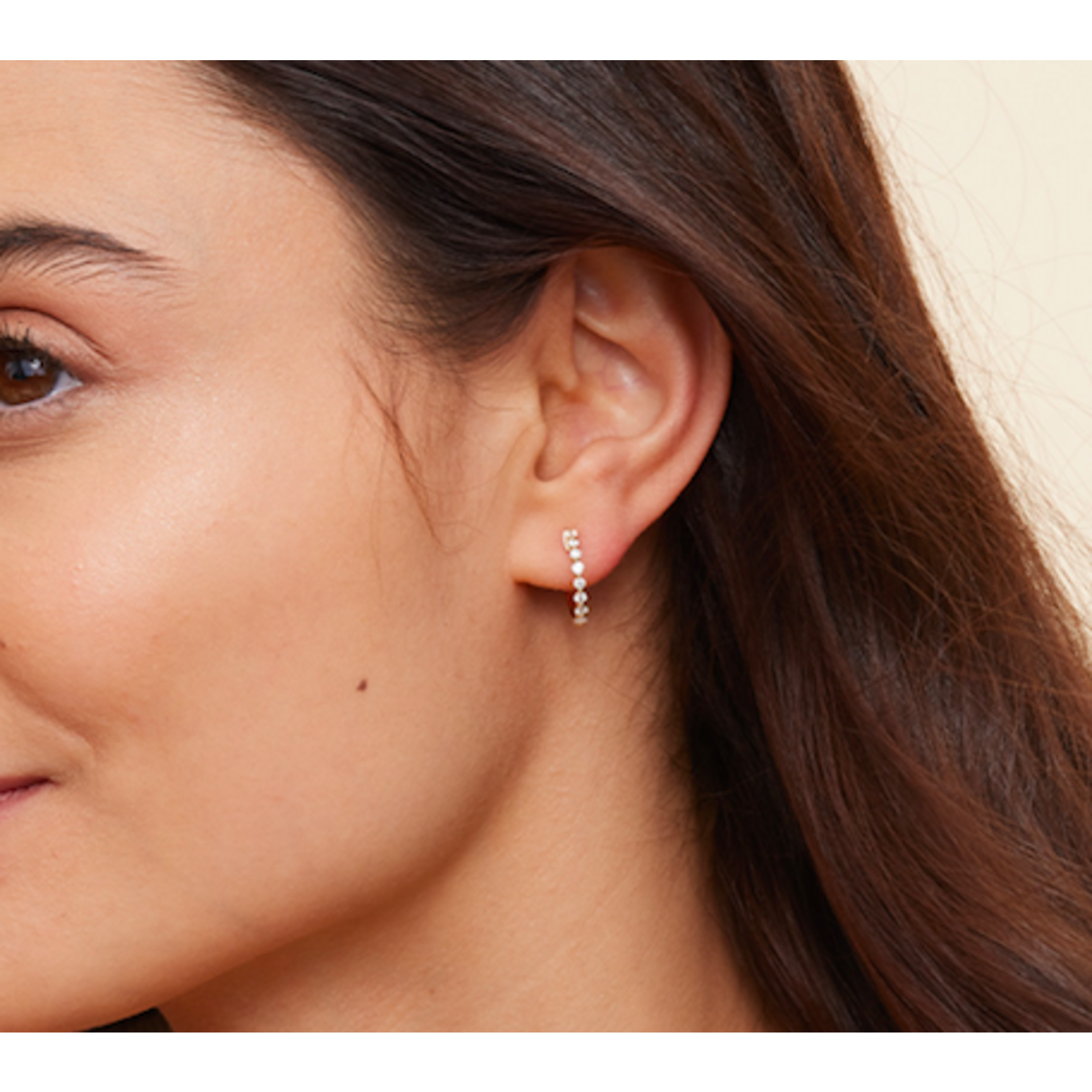 14K Yellow Gold Small Diamond Hoop Earrings