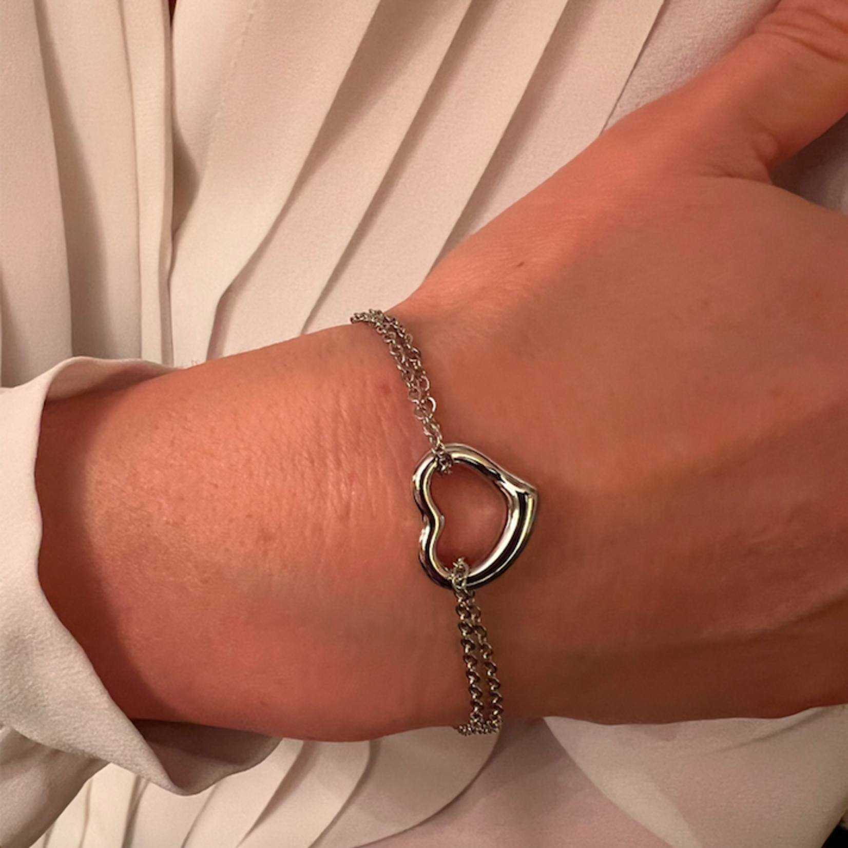 Sterling Silver Open Heart Bracelet