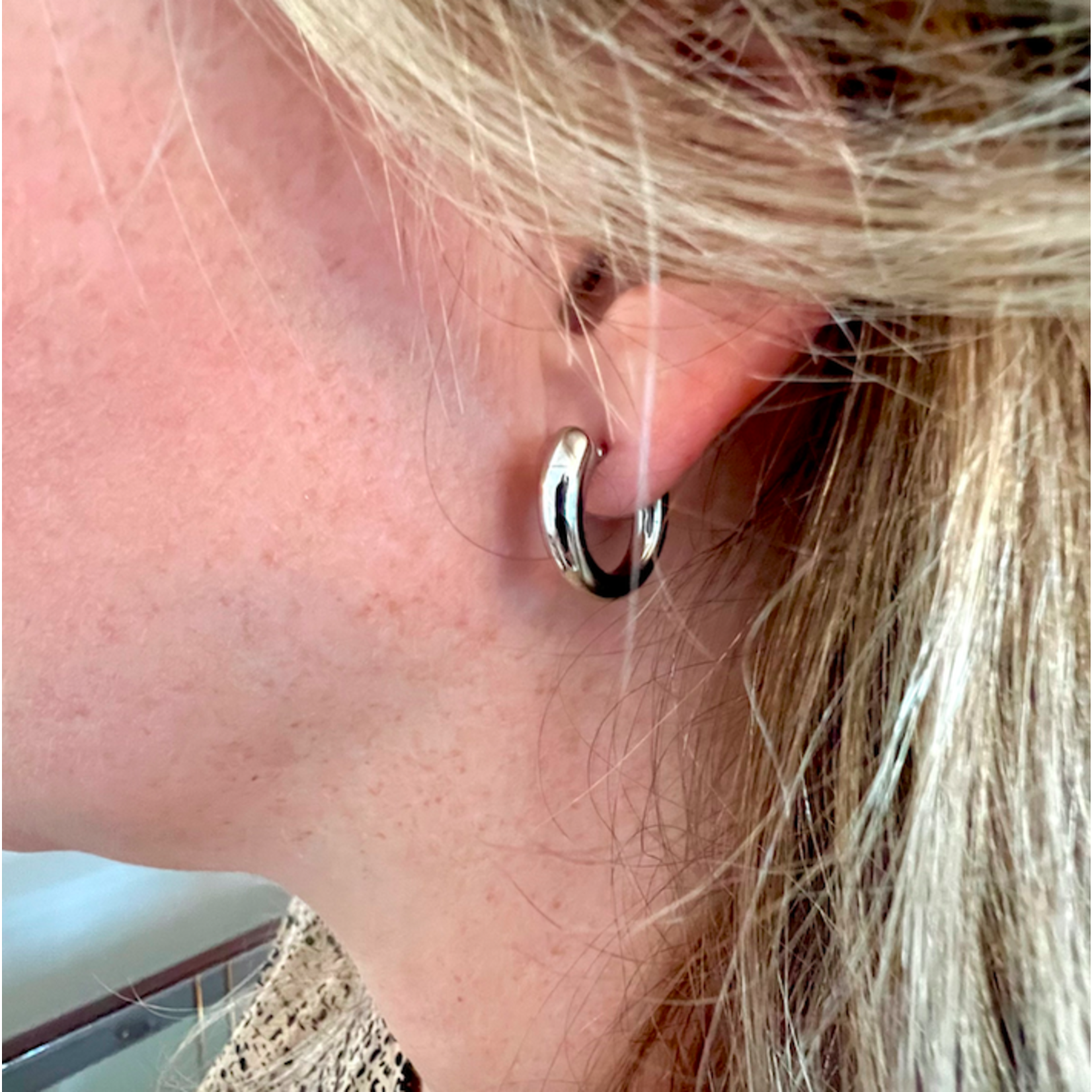 Sterling Silver Double Oval Link Drop Hoops Earrings