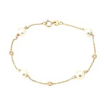 14K Yellow Gold Akoya Pearl & Diamond Bracelet