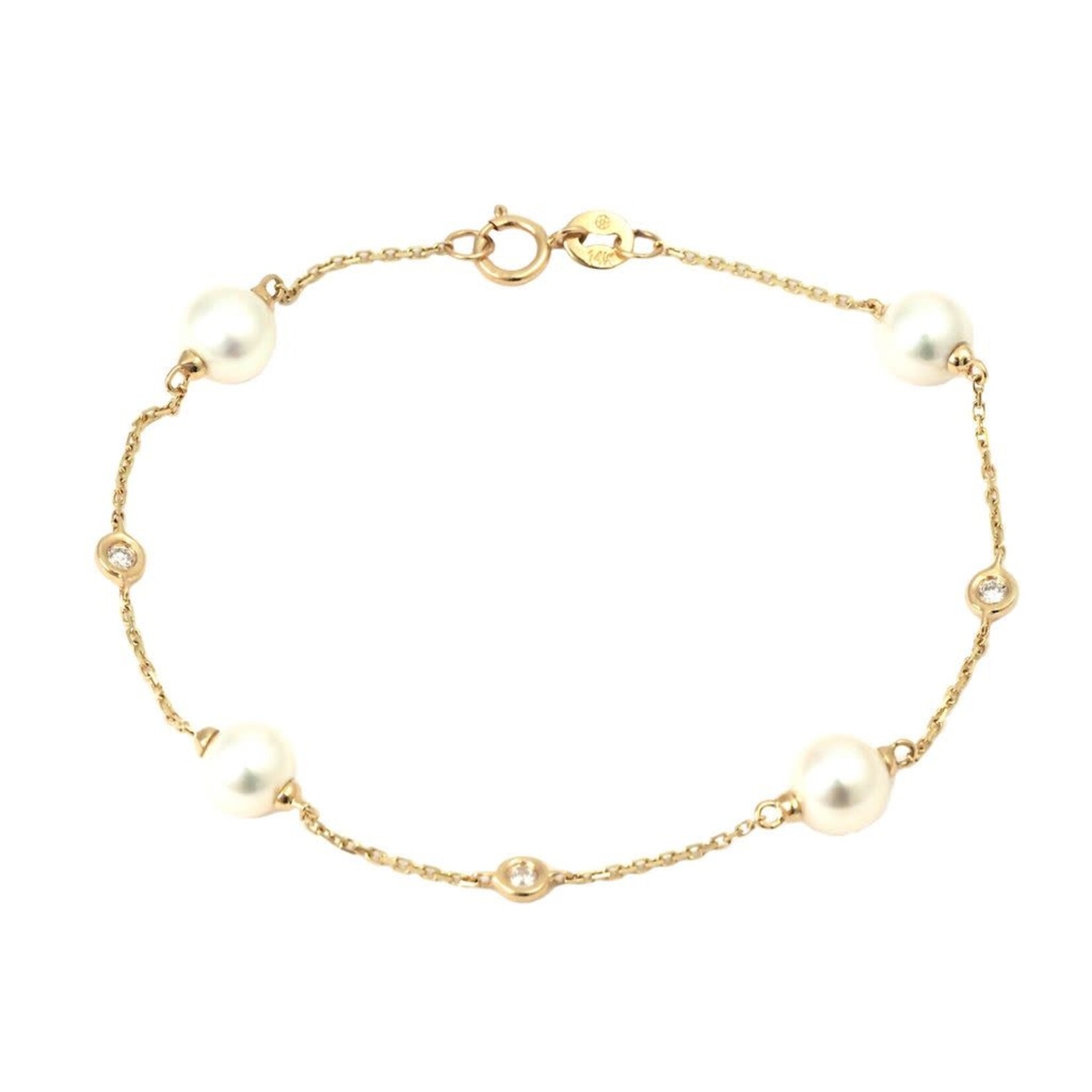 14K Yellow Gold Akoya Pearl & Diamond Bracelet