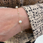 14K Yellow Gold Akoya Pearl & Diamond Bracelet