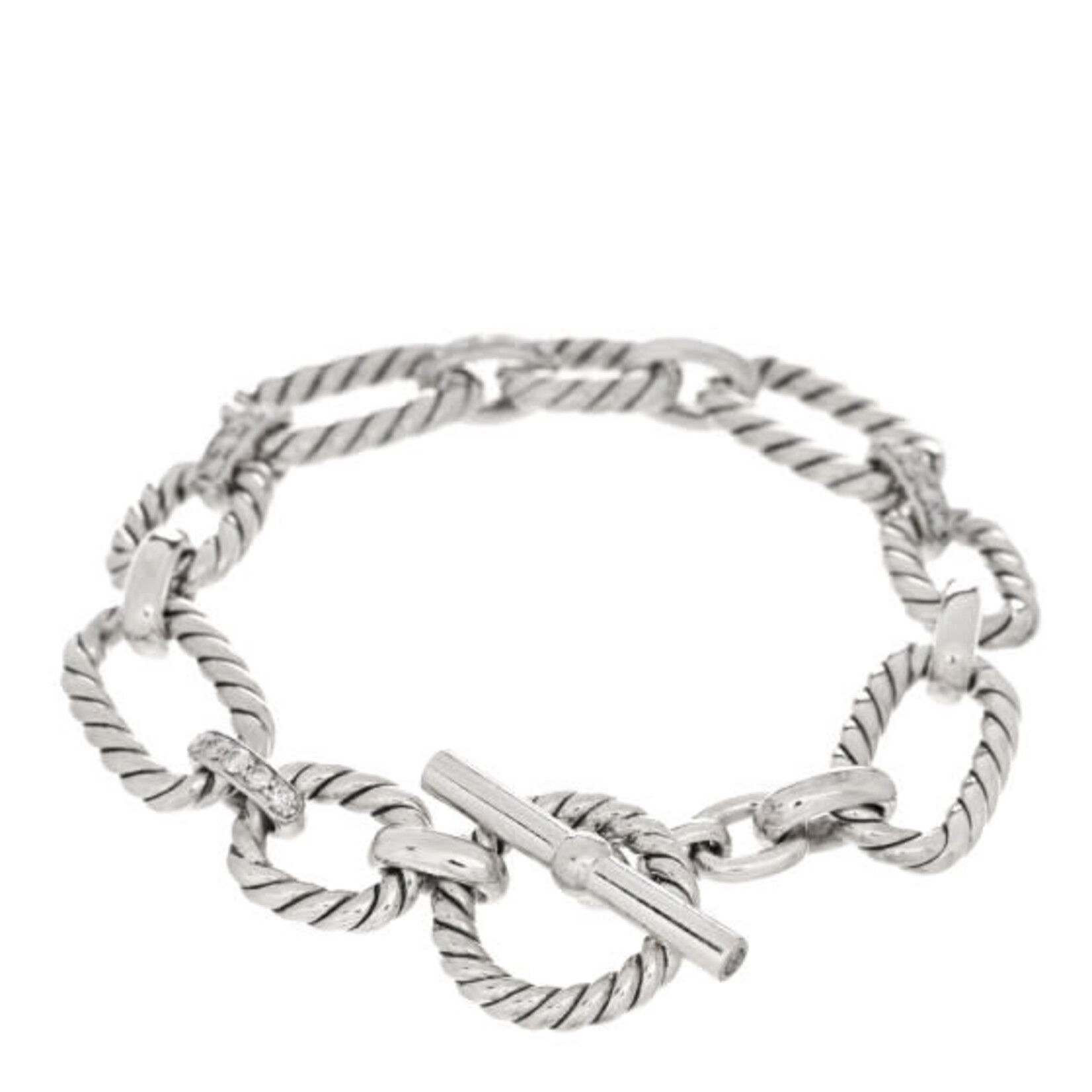 Sterling Silver Diamond Link David Yurman Bracelet