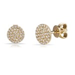 14K Yellow Gold Round Pave Diamond Stud Earrings