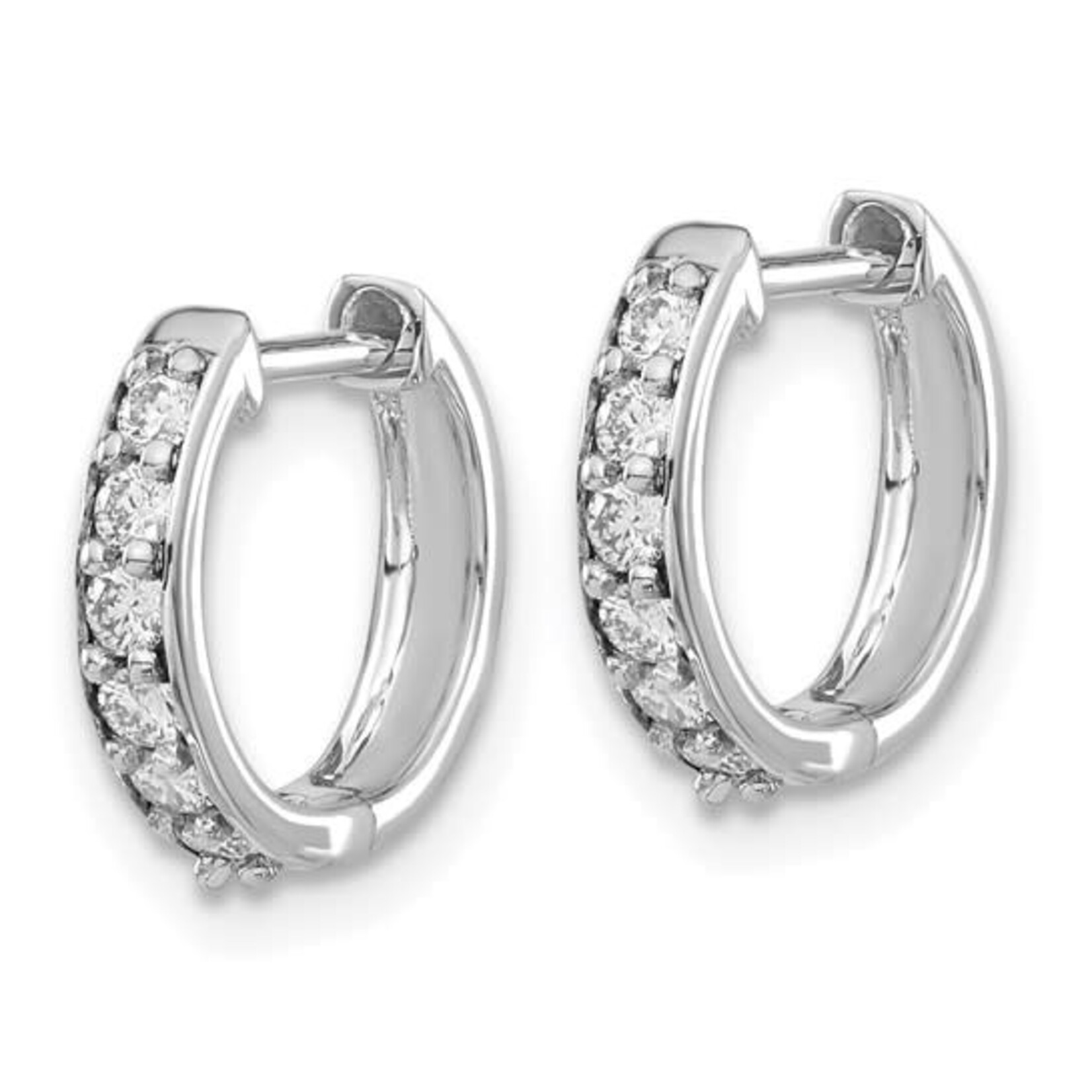 14K White Gold Diamond Huggie Earrings