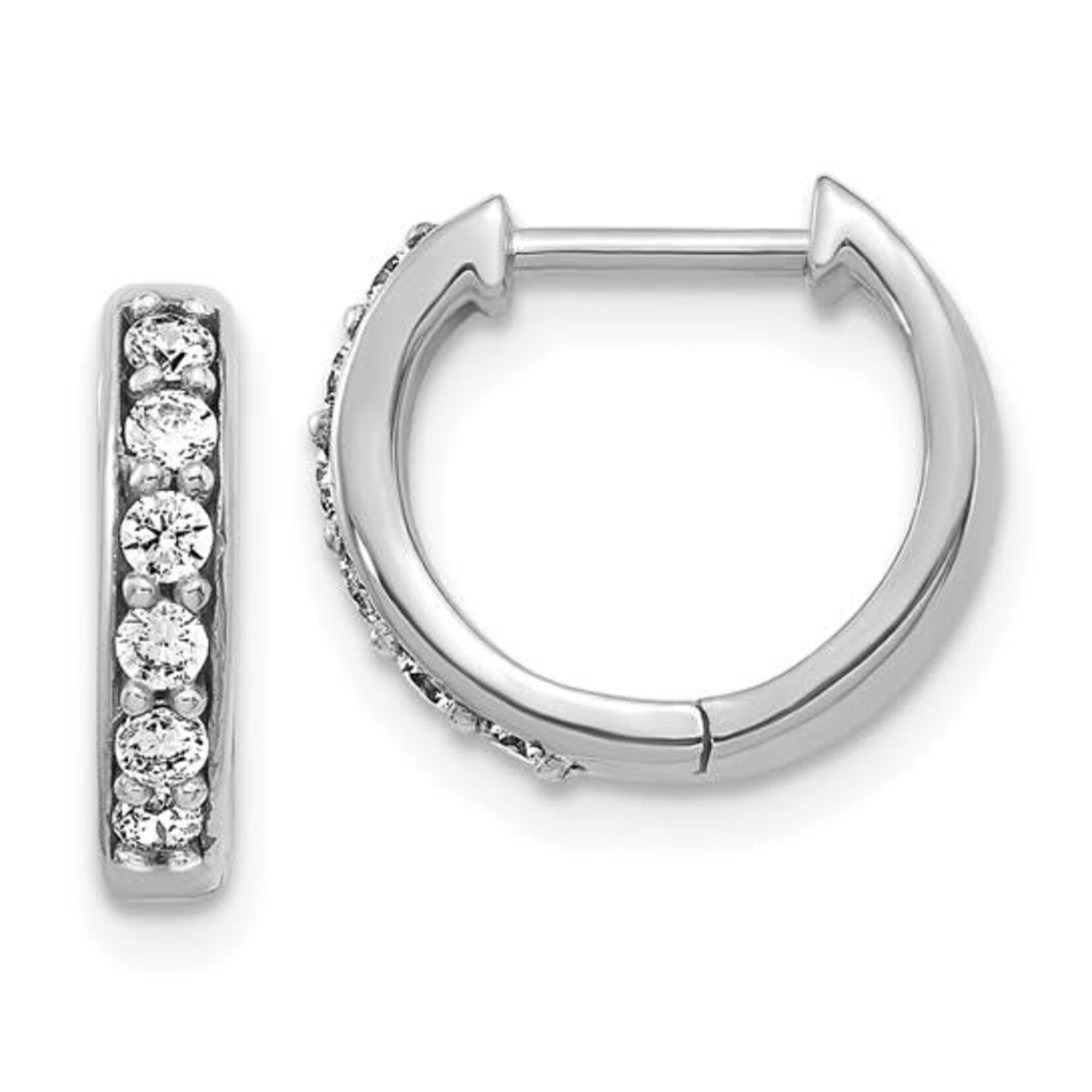 14K White Gold Diamond Huggie Earrings