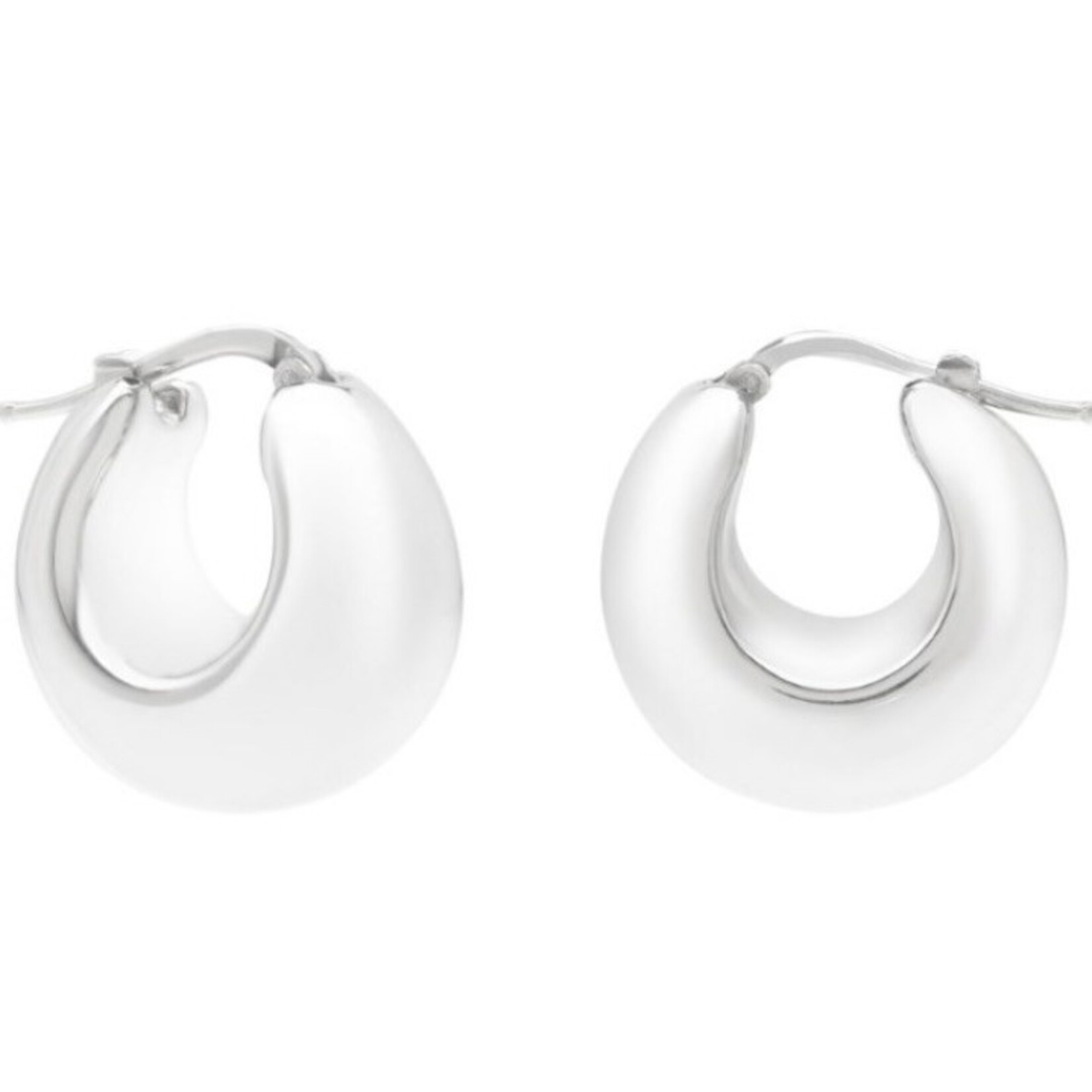 Sterling Silver Buffed Oval Hoop Earrings