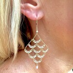 Michelle Pressler 14K Yellow Gold Overlay White Natural Zircon and Keshi Pearl Earrings