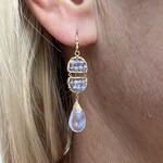 Michelle Pressler 14K Yellow Gold Overlay Tanzanite and Scorolite Earrings