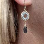 Michelle Pressler 14K Yellow Gold Overlay Natural Blue Zircon/London Topaz Earrings