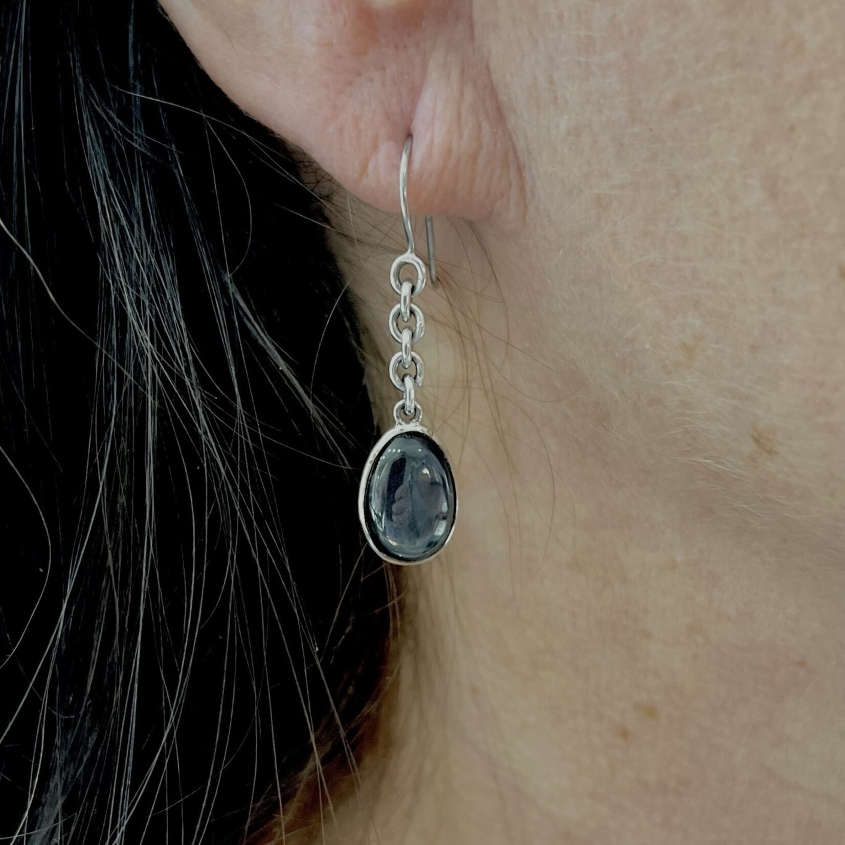 Sterling Silver Hematite Doublet Chain Drop