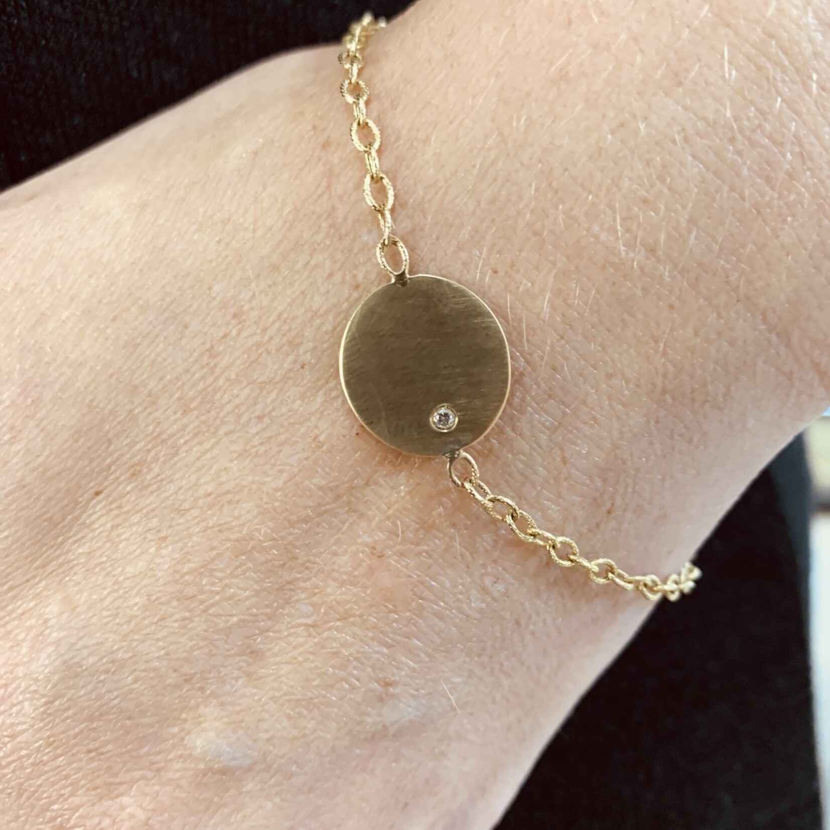 14KY Gold Engravable Disc Bracelet