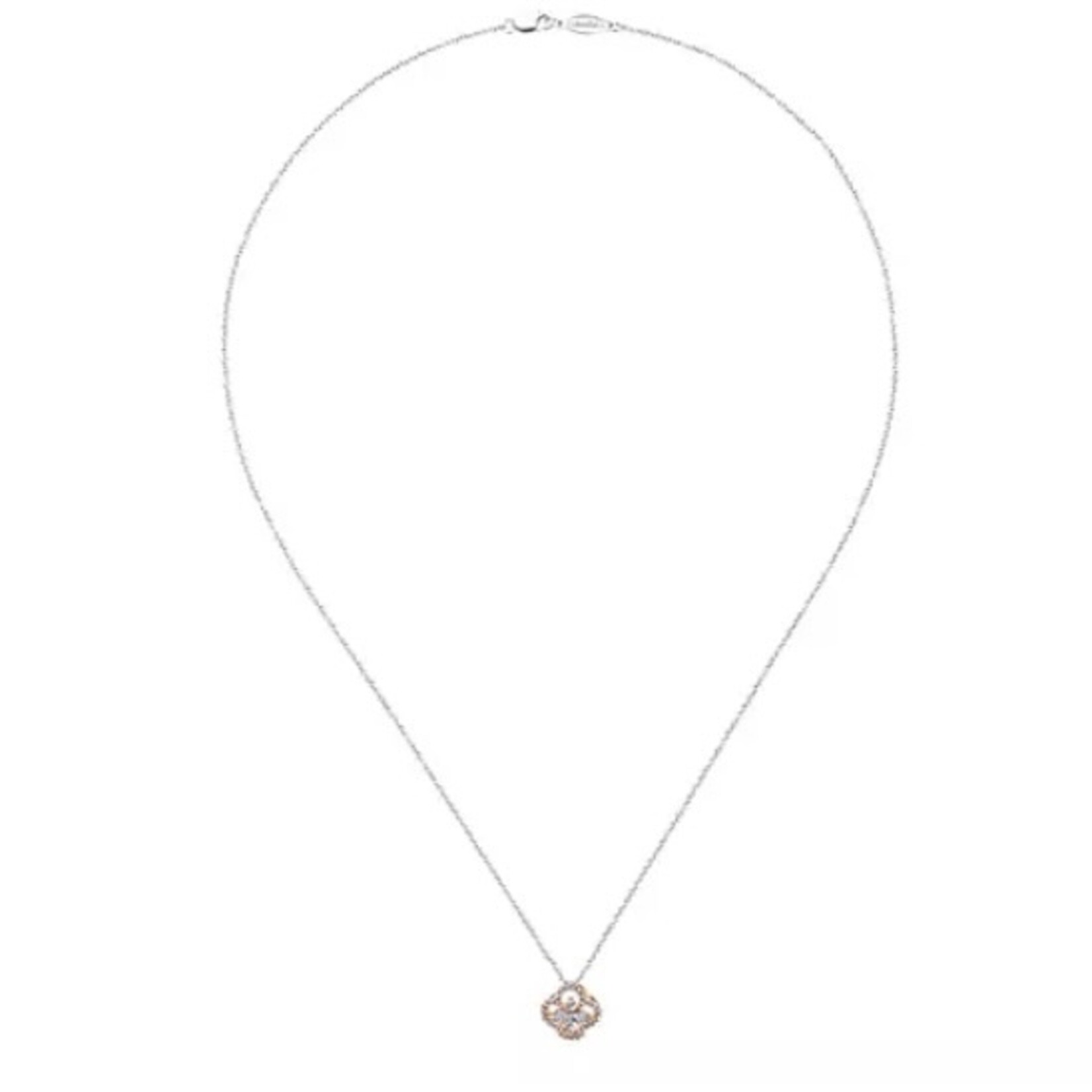14K Rose Gold Diamond Open Clover Pendant