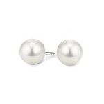 14K White Gold Akoya Cultured 7.5mm Pearl Studs