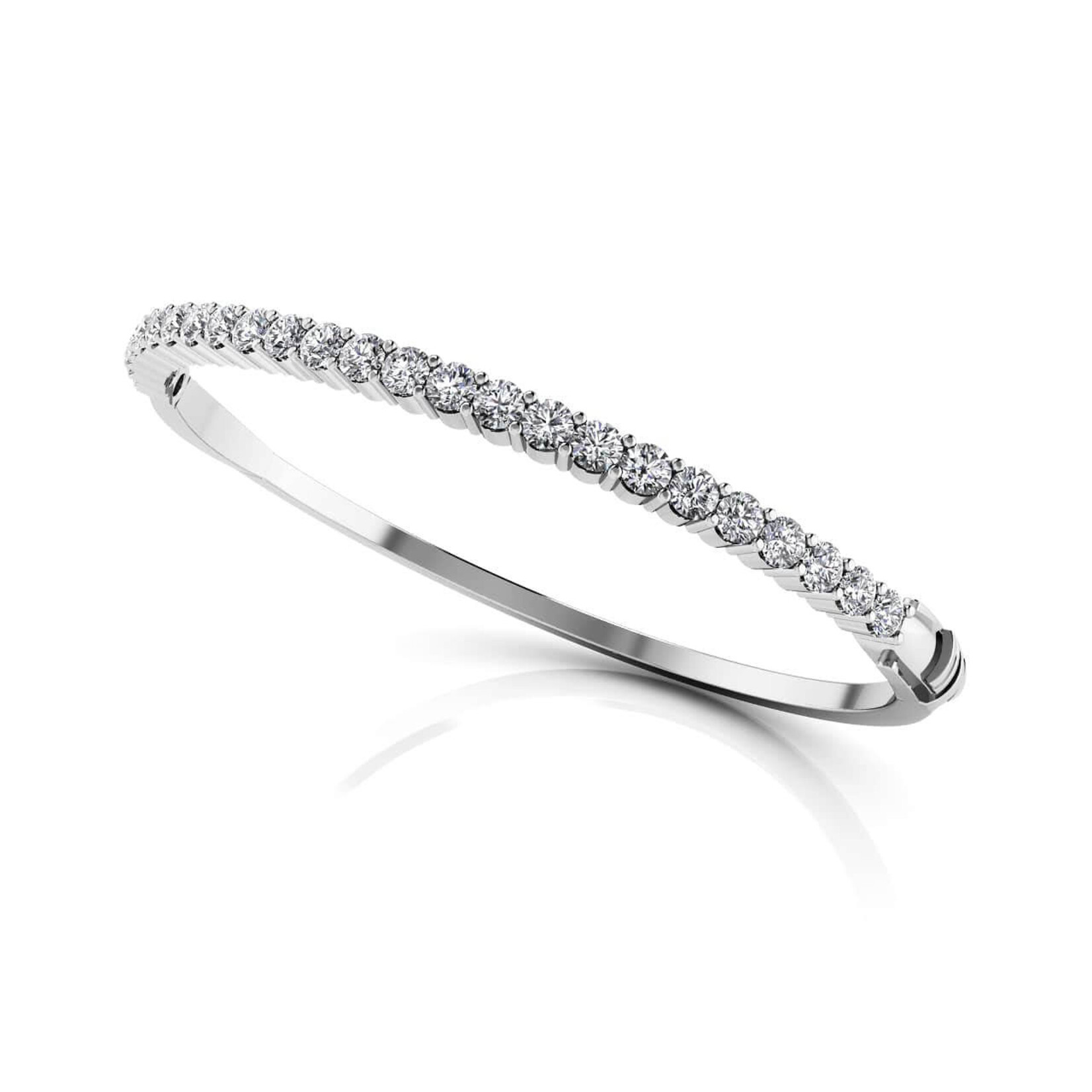 14K White Gold 3 1/2 Carat Diamond Bangle