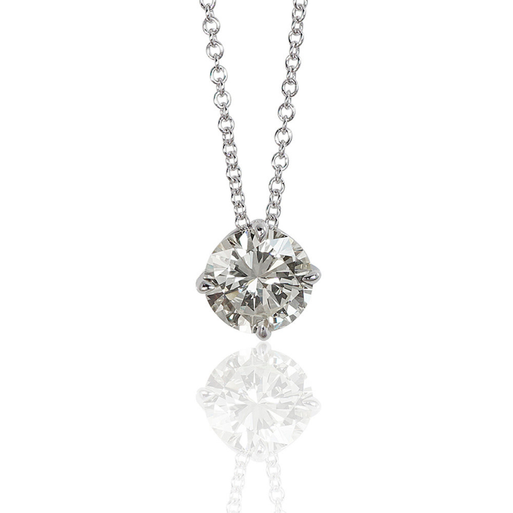 14K White Gold 3/4 Carats Lab Grown Diamond Solitaire Pendant