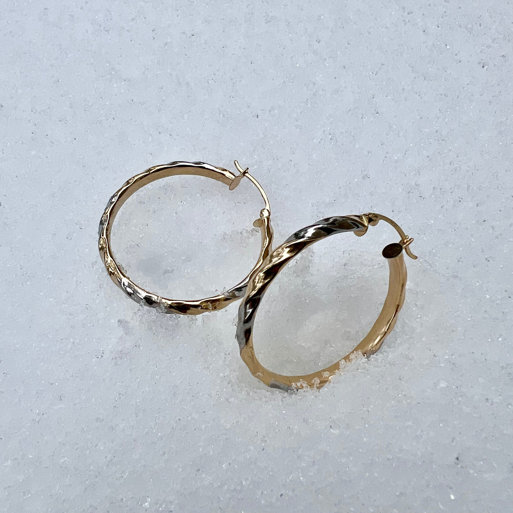14K Gold Two Tone Hoop Earrings