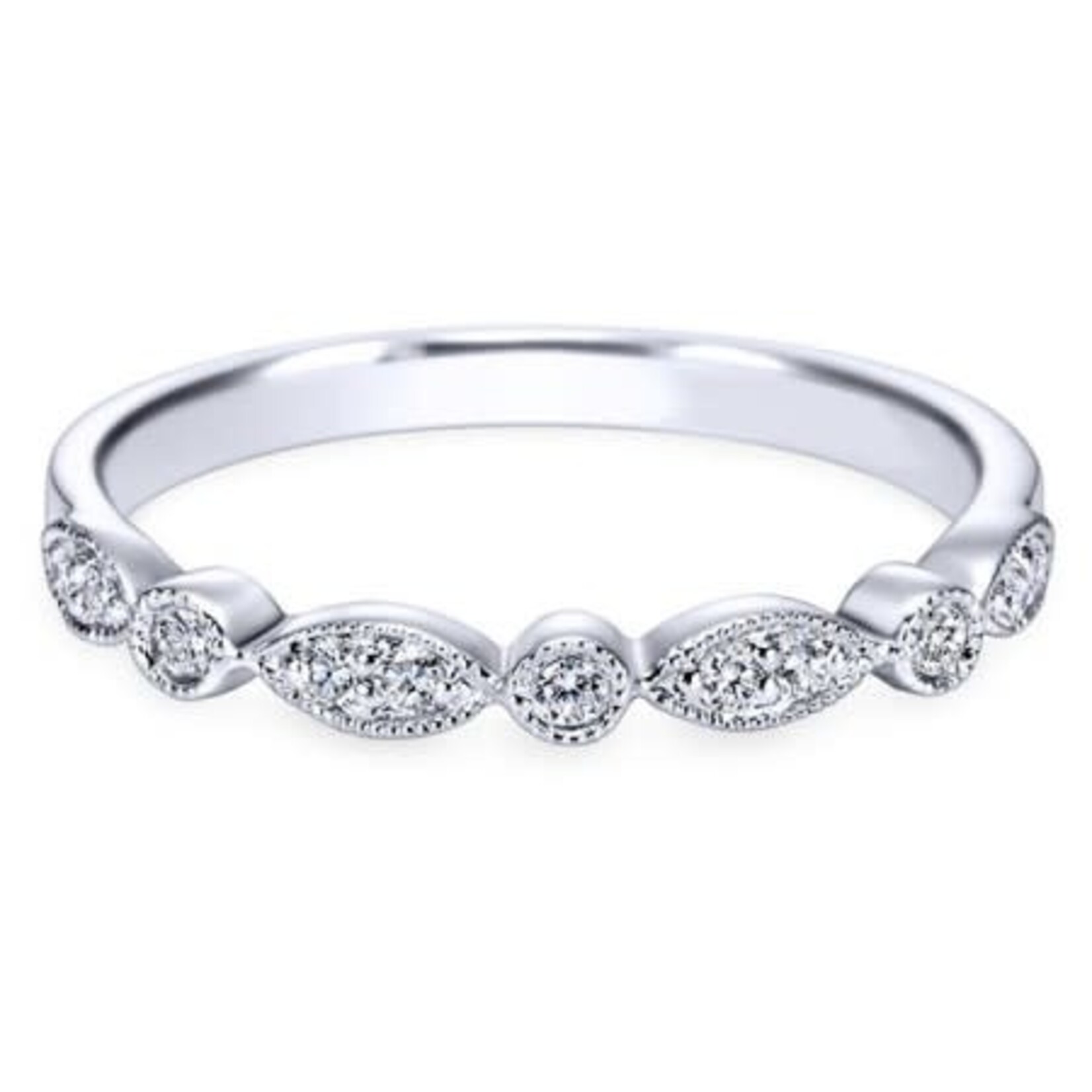 14K White Gold Diamond Vintage Style Band