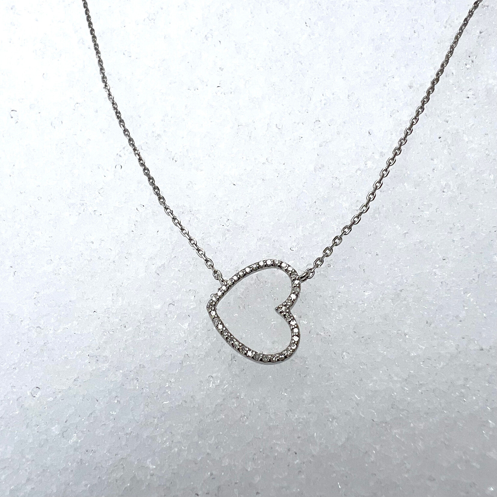 Sterling Silver Sideways Diamond Heart Necklace