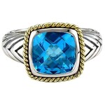 Sterling Silver and 18K Yellow Gold Blue Topaz Ring