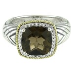 Sterling Silver and 18K Yellow Gold Smokey Quartz Ring