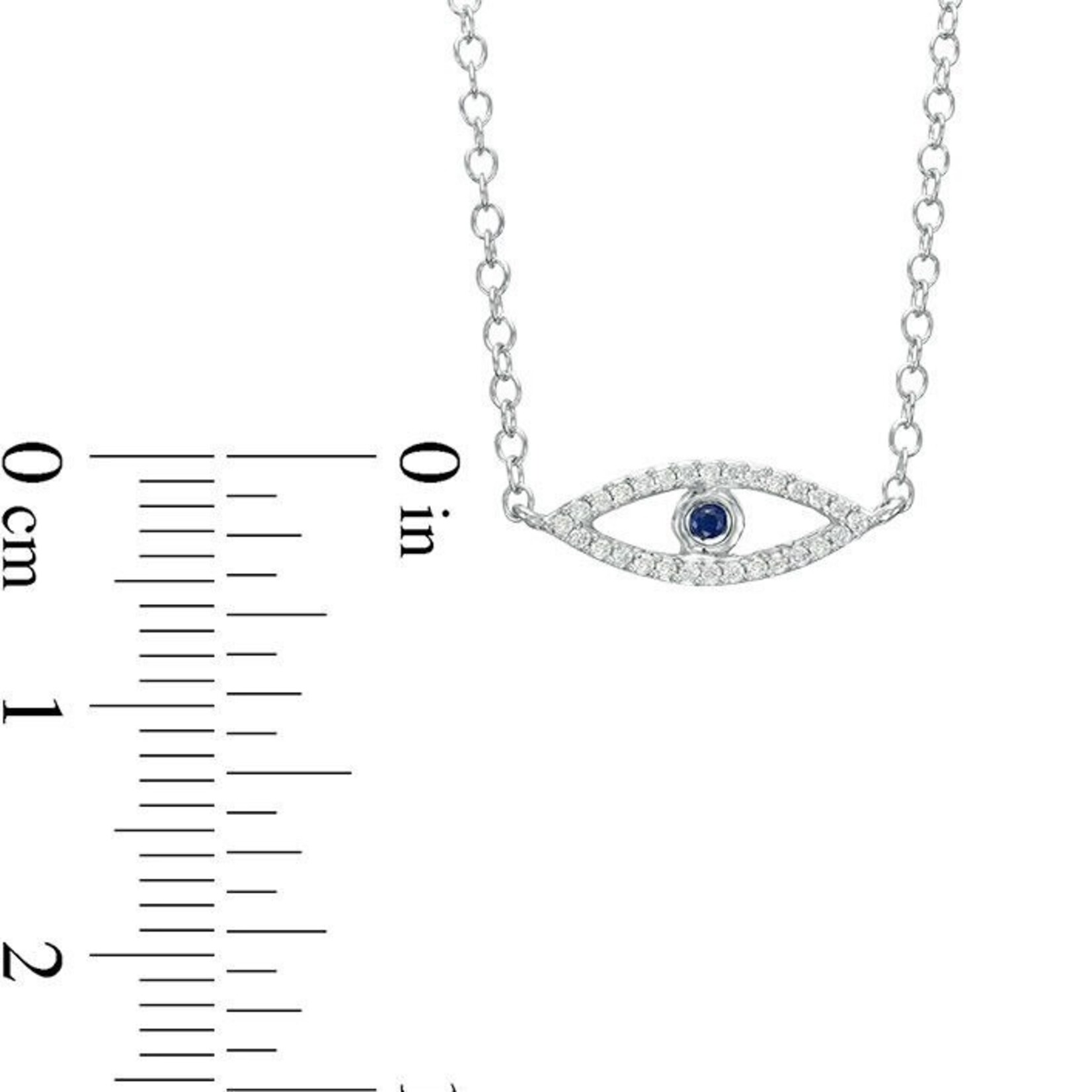 Sterling Silver Diamond and Sapphire Evil Eye Necklace