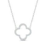 Sterling Silver Open Clover Diamond 0.05ctw Necklace
