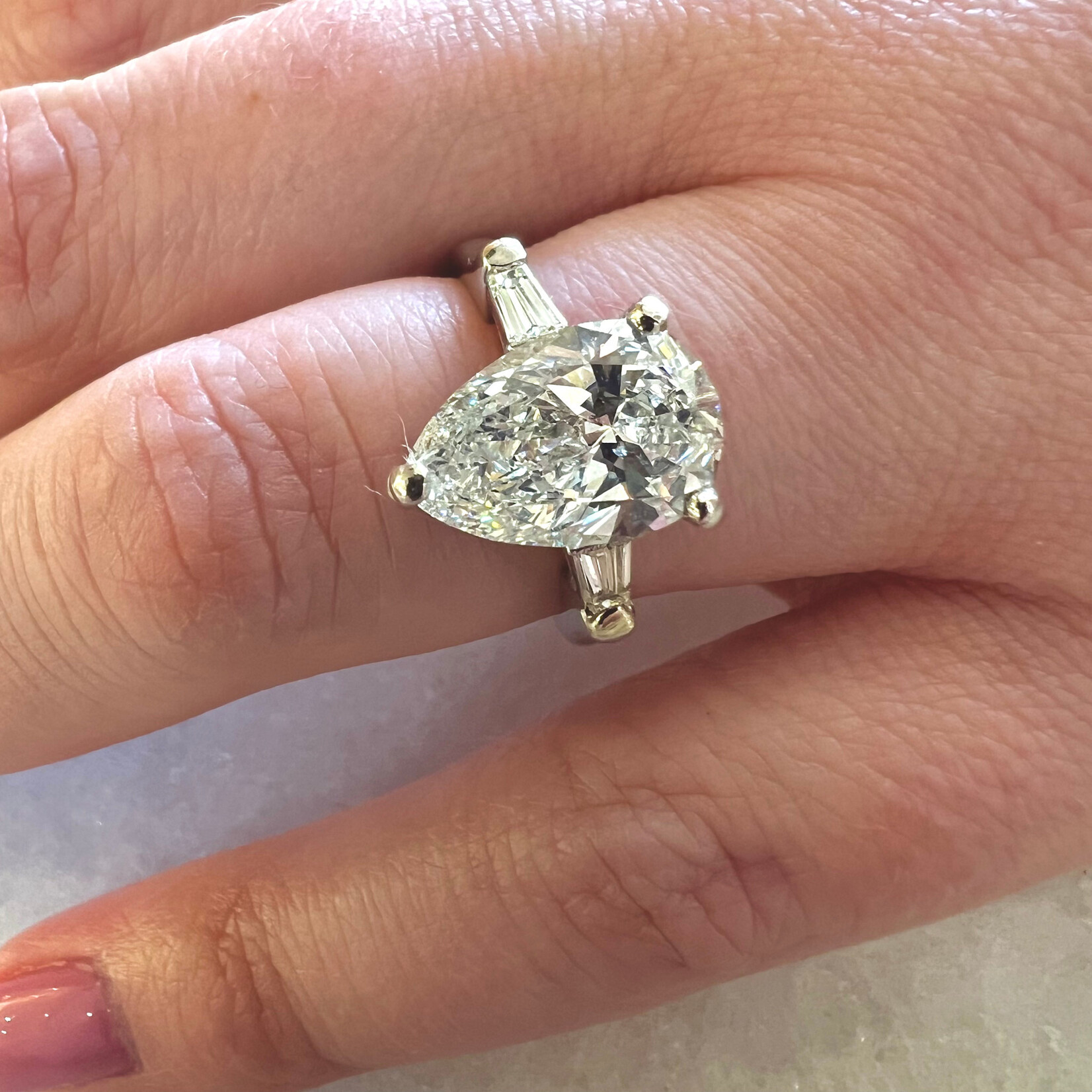 Platinum Pear Shape 3 Carat Diamond Ring