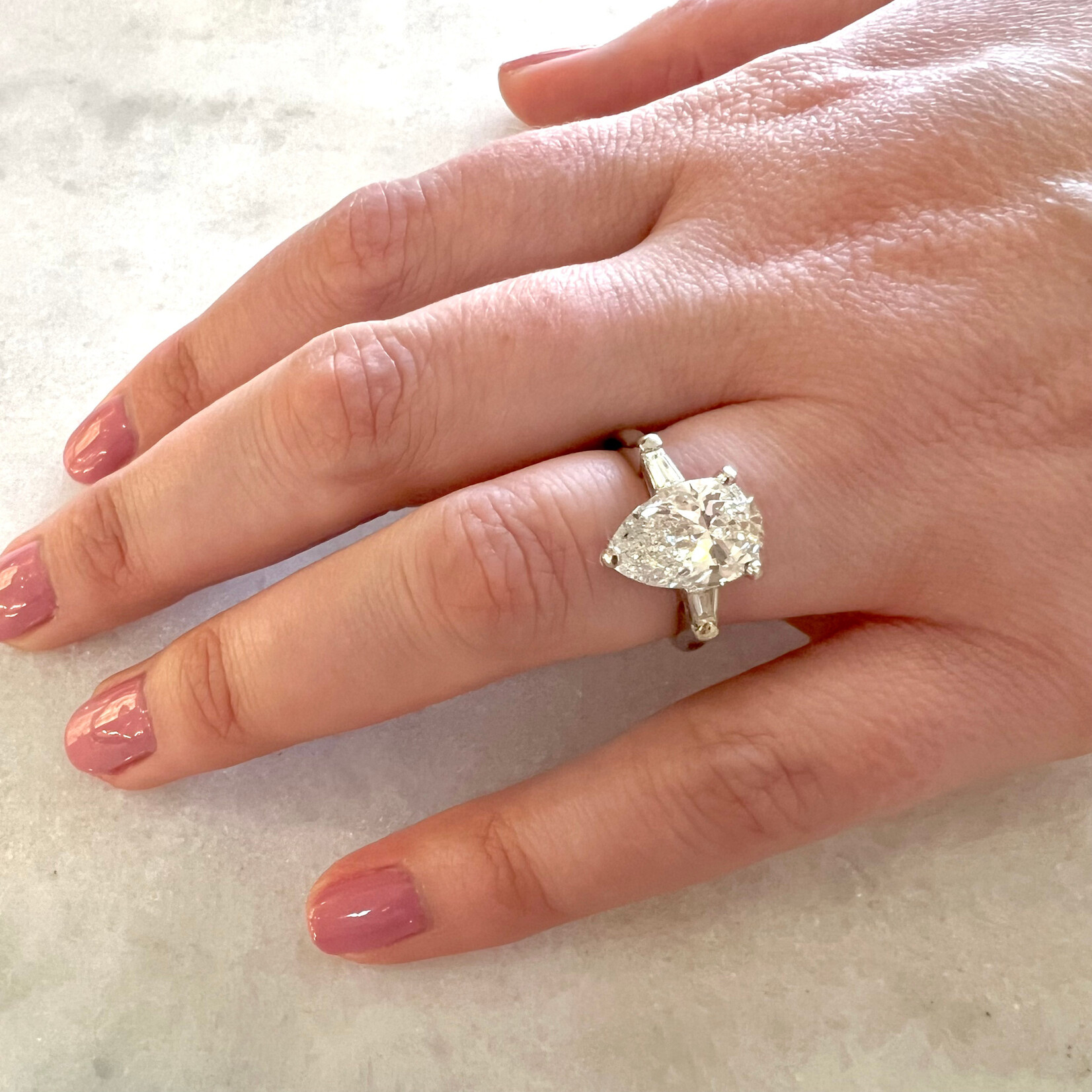 Platinum Pear Shape 3 Carat Diamond Ring