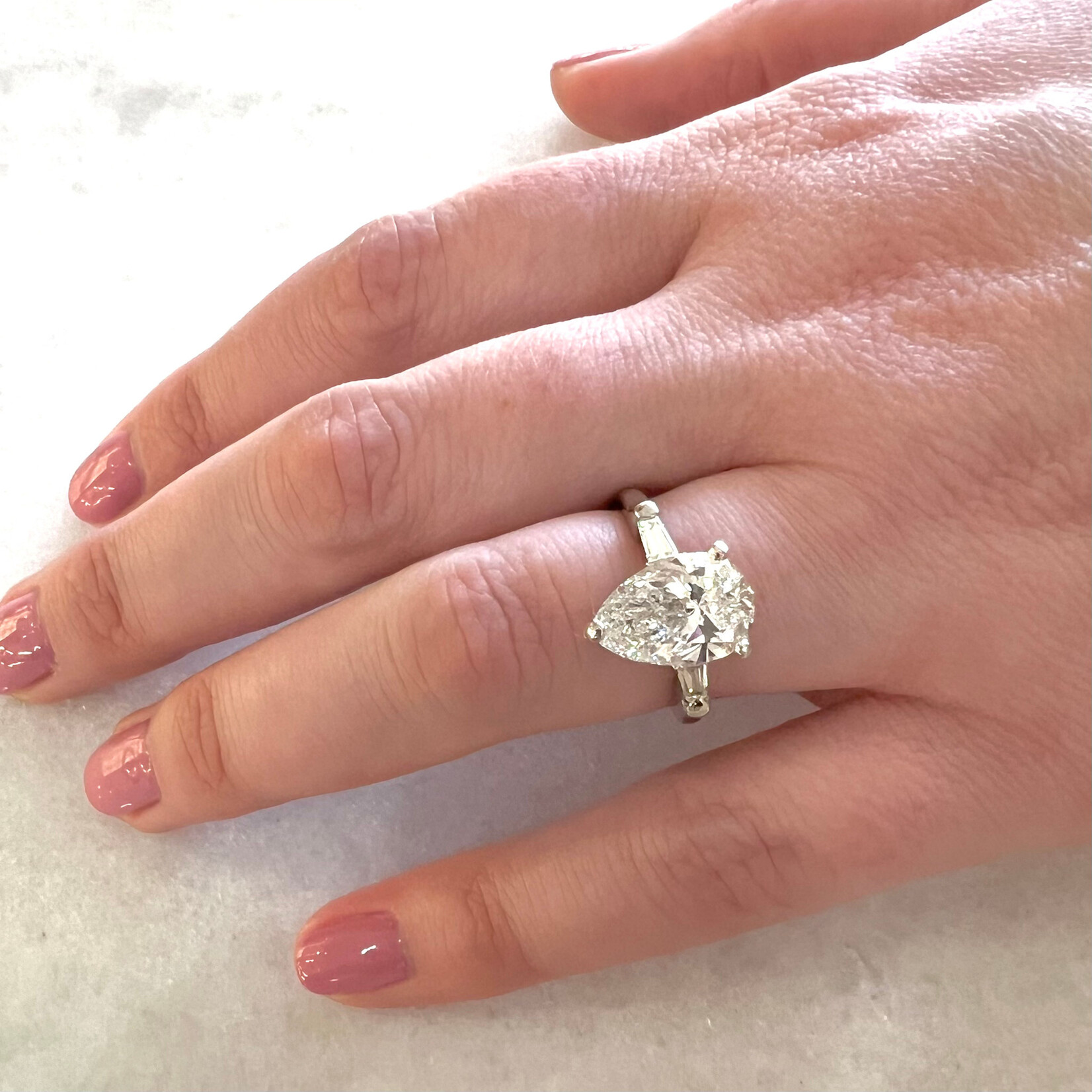 Platinum Pear Shape 3 Carat Diamond Ring