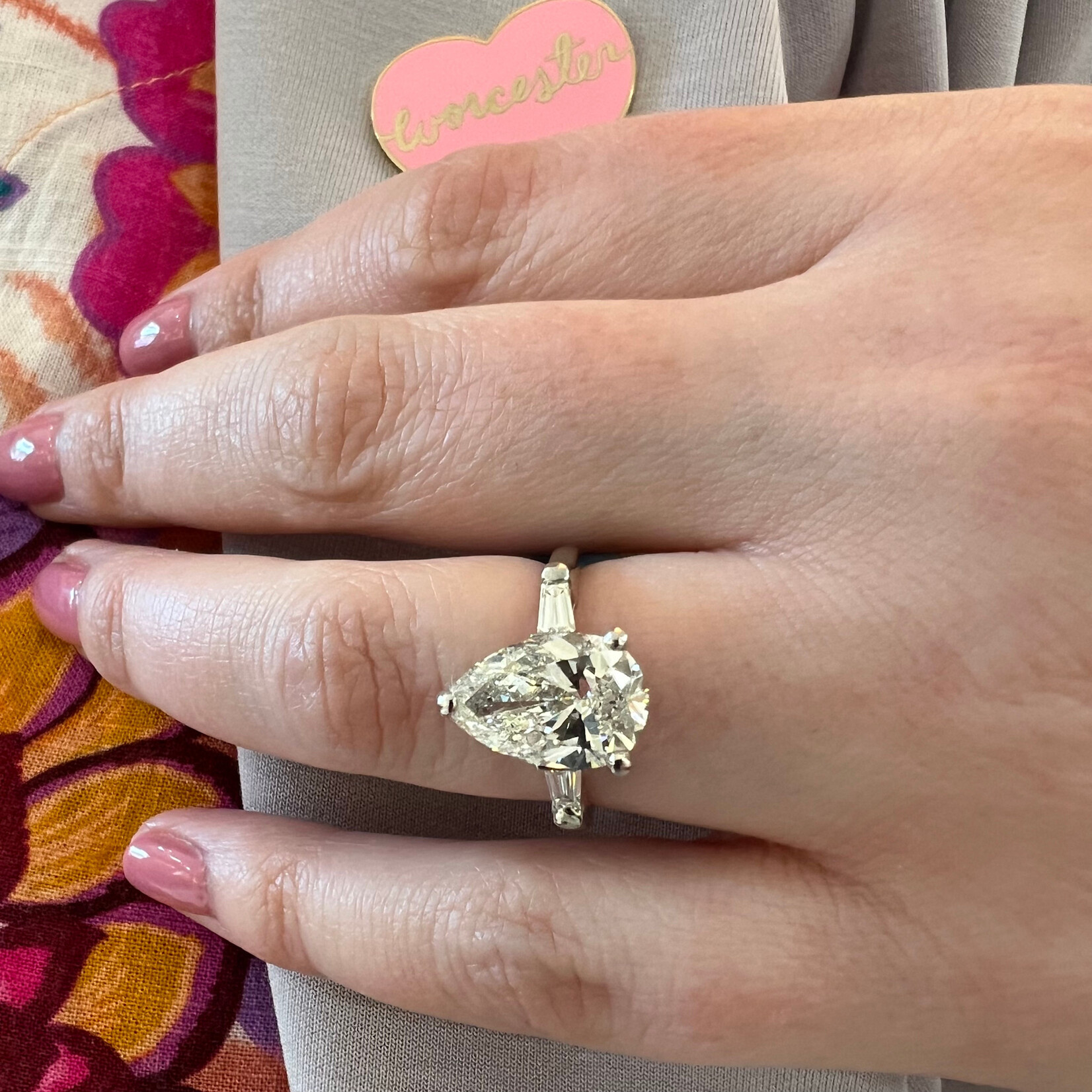 Platinum Pear Shape 3 Carat Diamond Ring