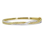 14K Yellow Gold Diamond Cable Twist Bangle