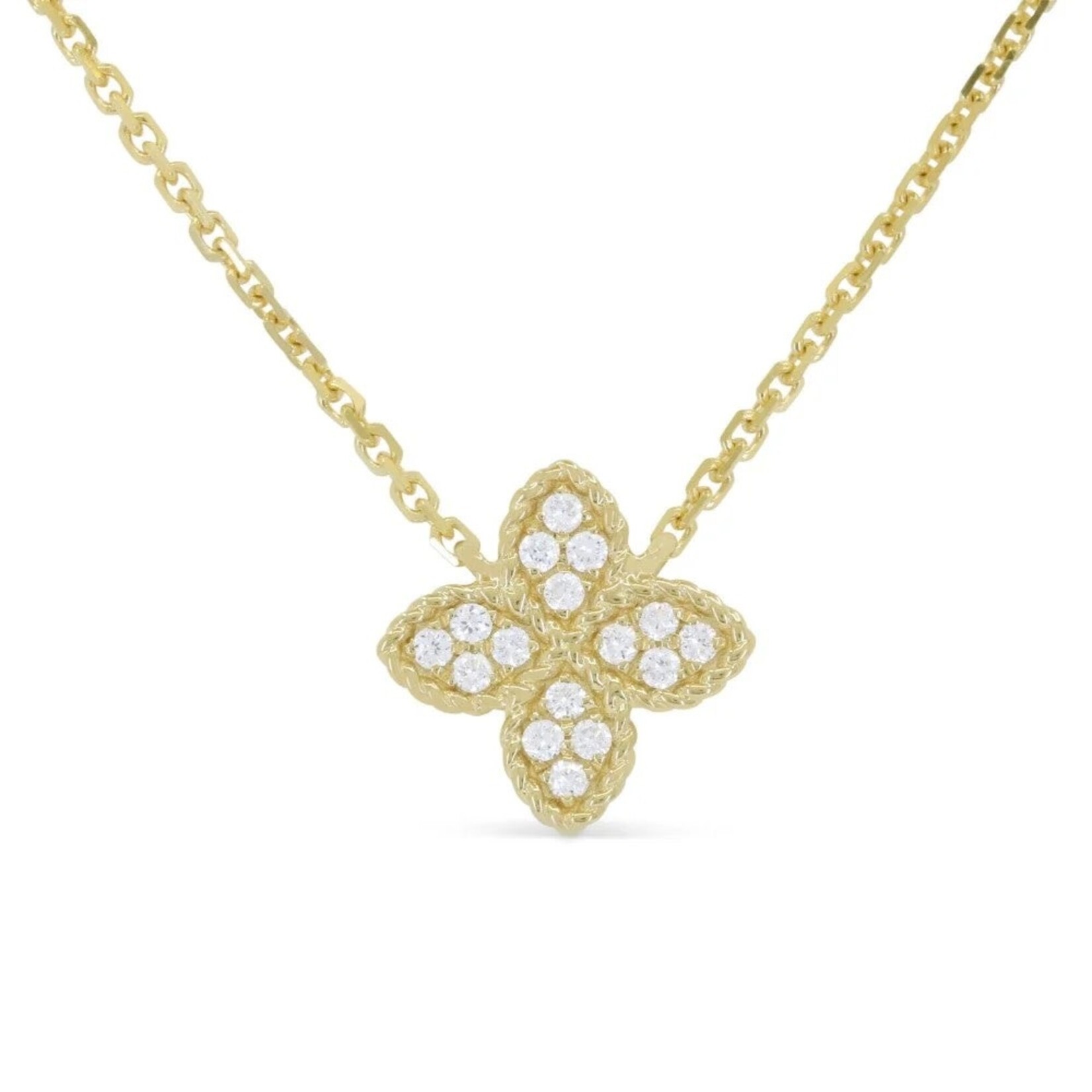 14K Yellow Gold Diamond Clover Pendant
