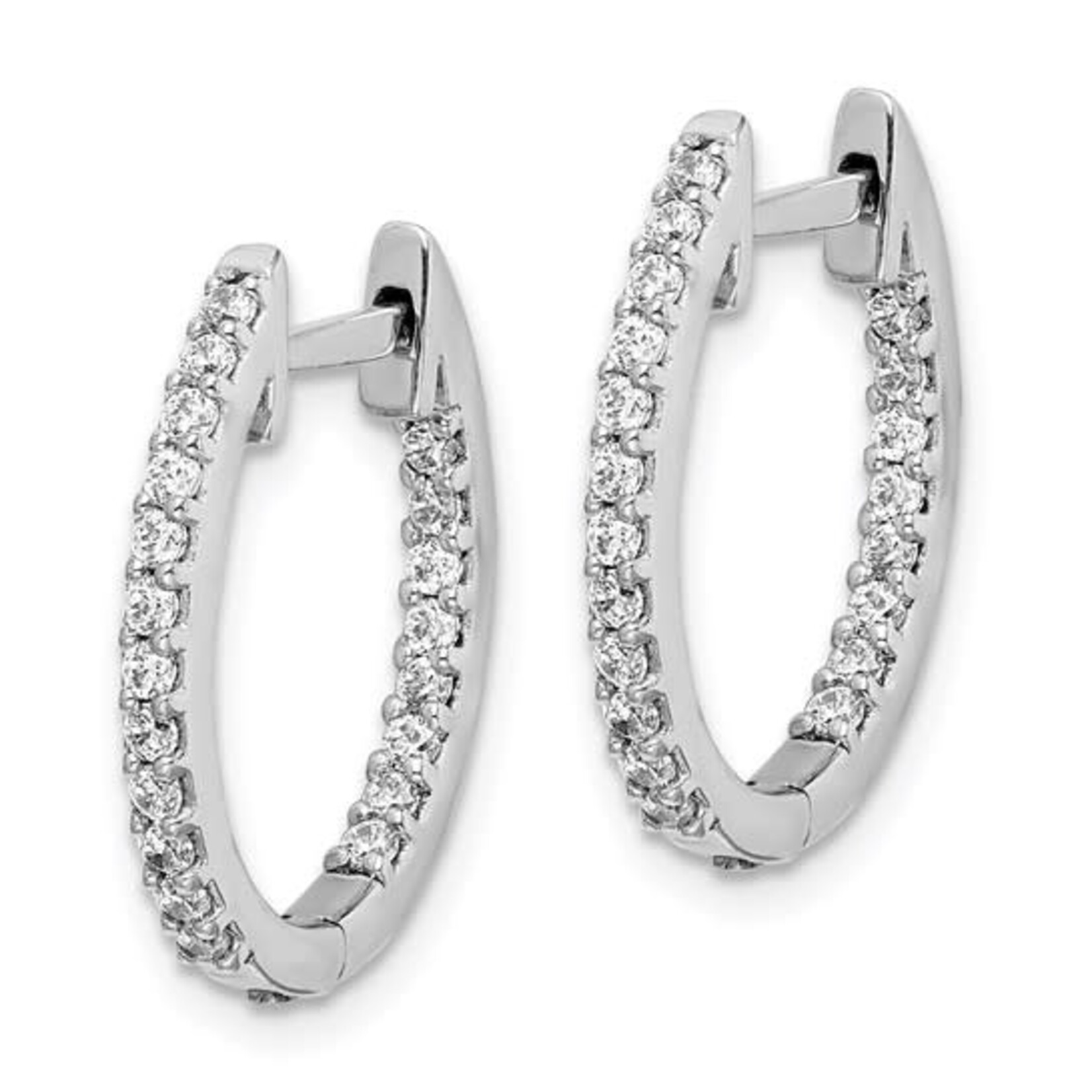 14K White Gold 1/2 Carat Oval Diamond Hoop Earrings