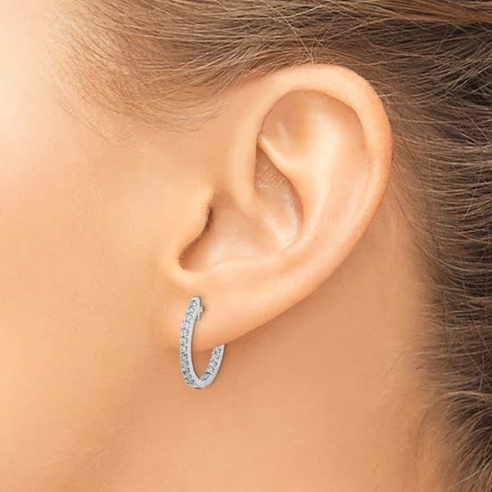 14K White Gold 1/2 Carat Oval Diamond Hoop Earrings