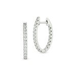 14K White Gold 1/2 Carat Oval Diamond Hoop Earrings