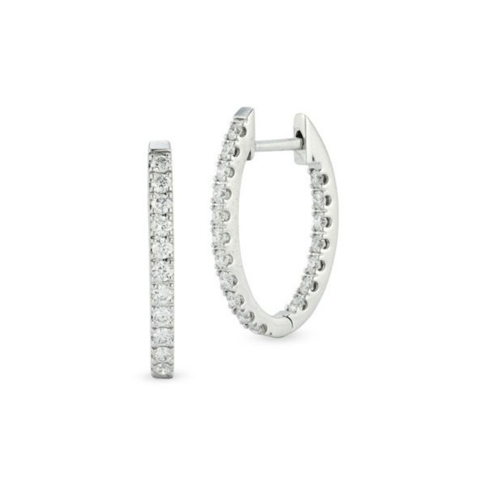 14K White Gold 1/2 Carat Oval Diamond Hoop Earrings