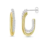 Sterling Silver & 18K Gold Paperclip Traverso Hoop Earrings
