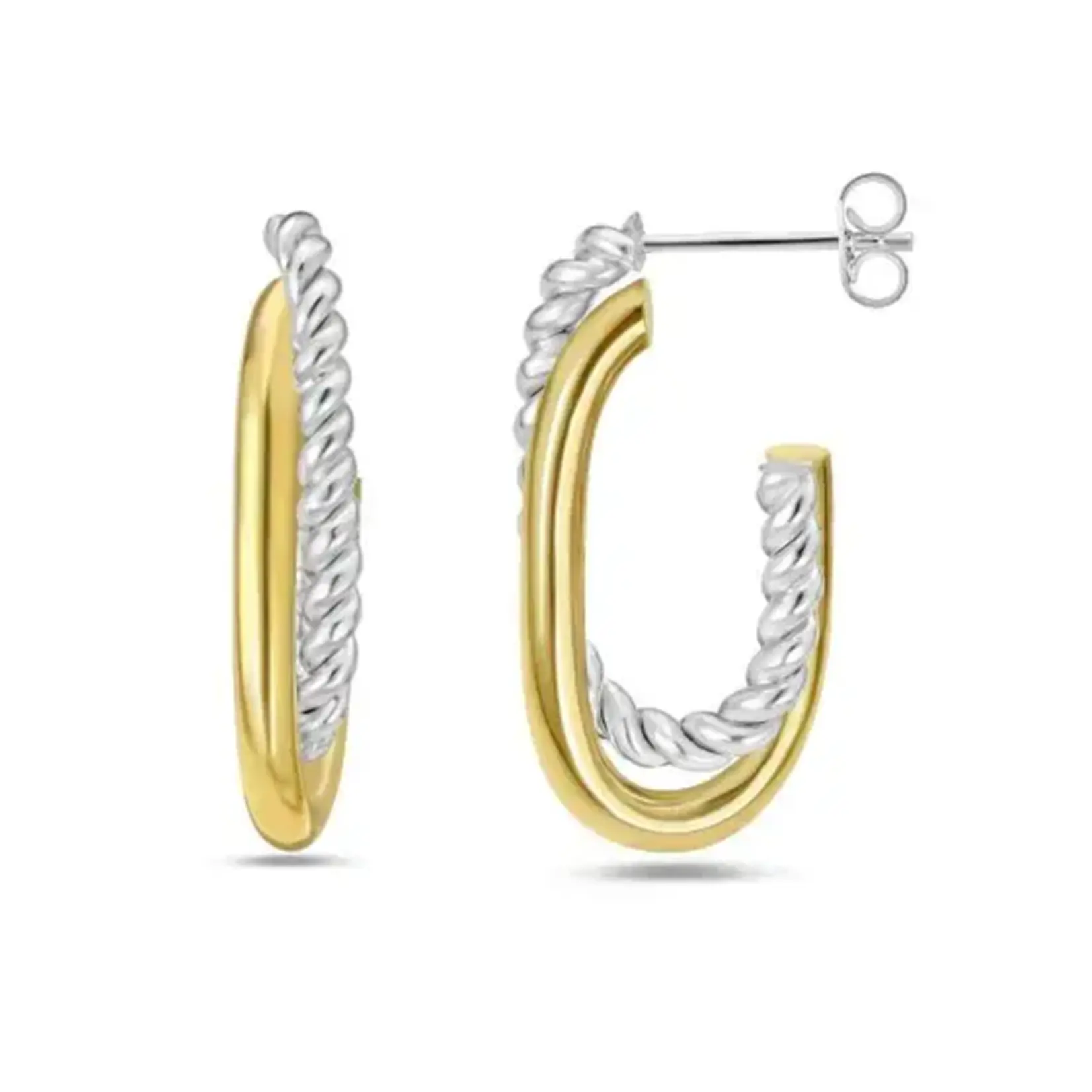 Sterling Silver & 18K Gold Paperclip Traverso Hoop Earrings